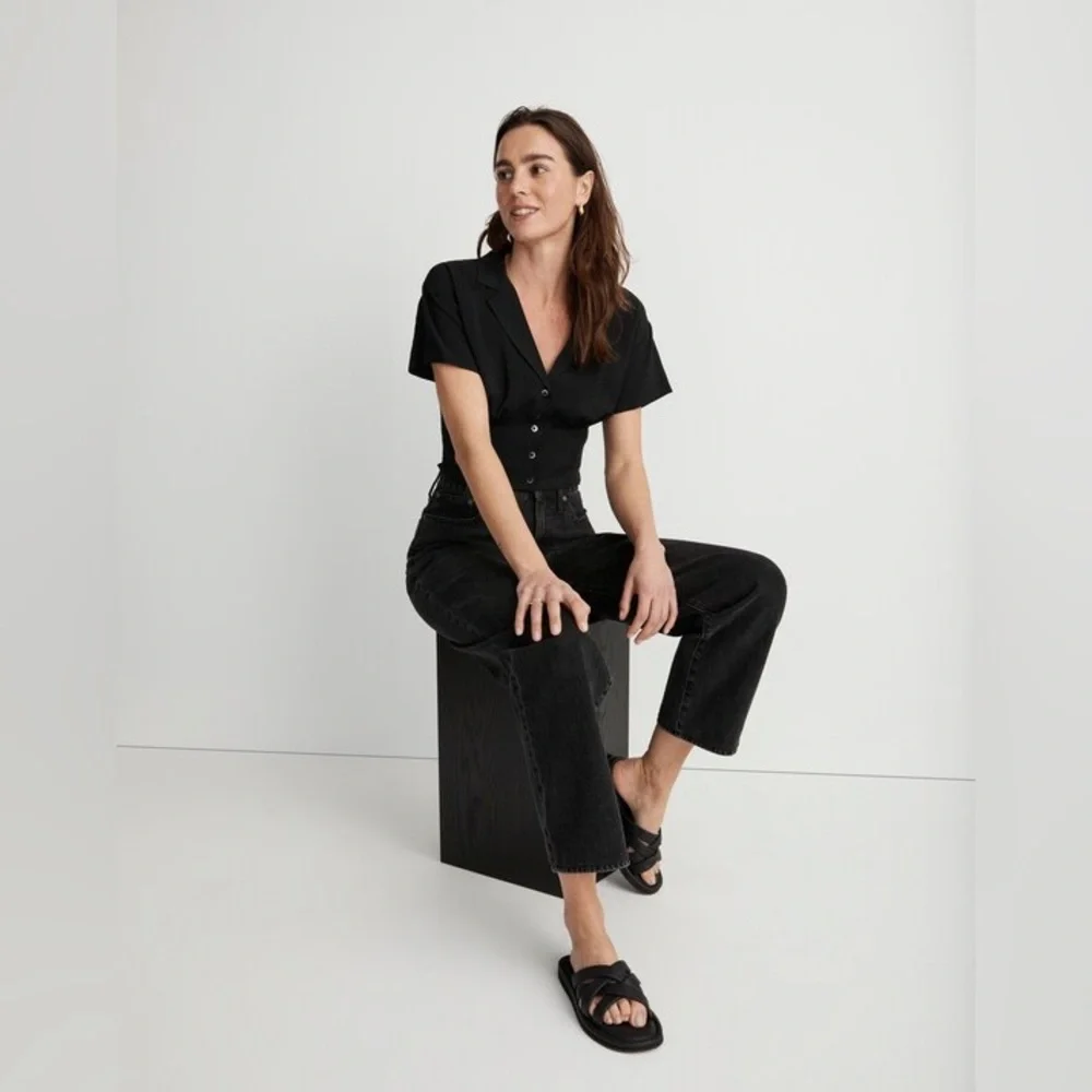 Madewell Drapey Banded-Bottom Button-Down Top - Picture 8 of 9